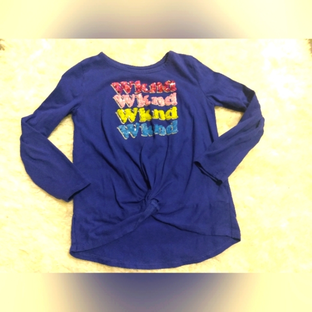The Children's Place Girls Size Small Blue Long Sleeve Tee with Colorful Graphic